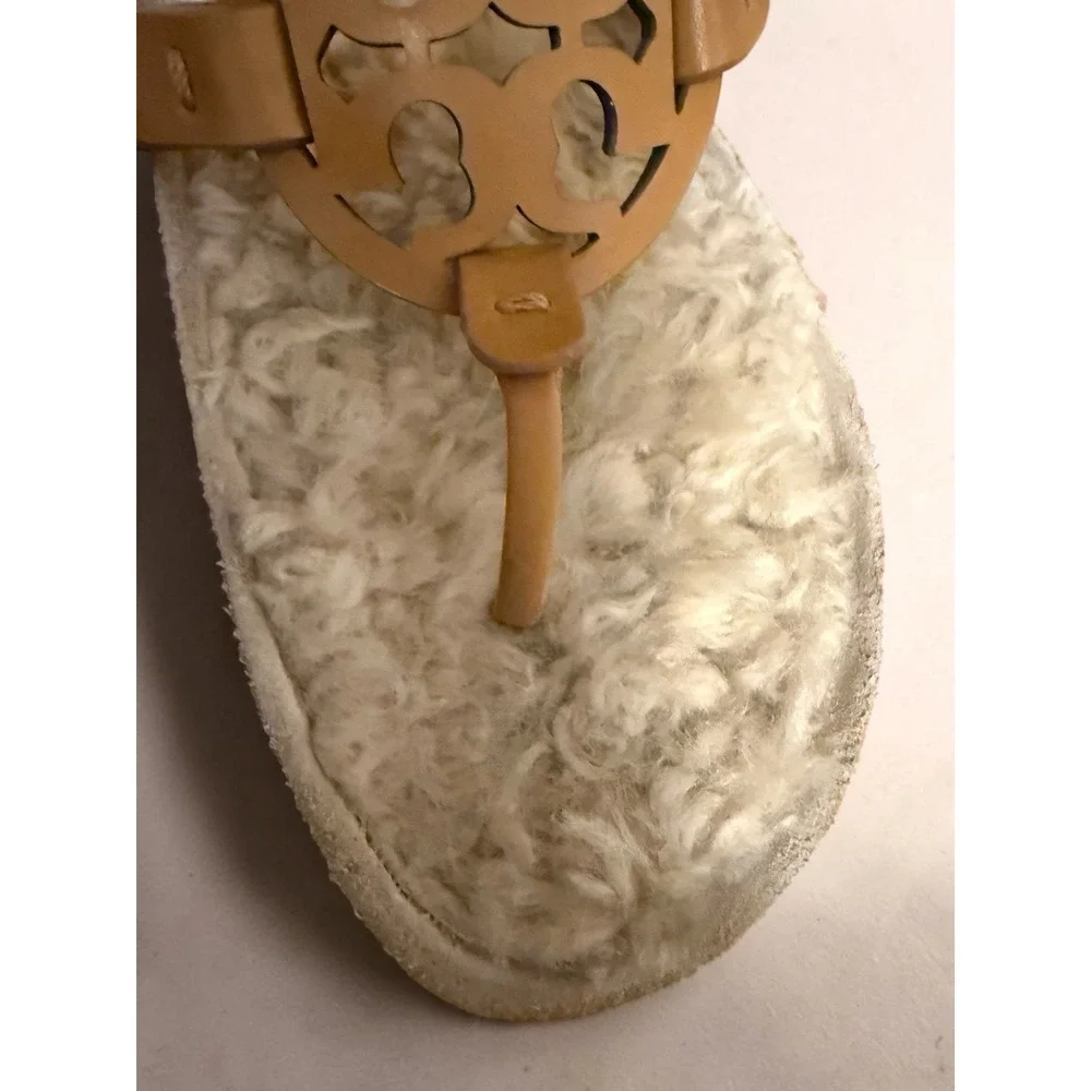 Tory Burch MILLER CLOUD Sandal Cork Shearling Caramel Size 8 Style 86568